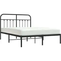Syfax Cadre de lit métal sans matelas avec tête de lit noir 140x190cm