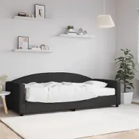 Prolenta Maison Exclusive - Lit de jour avec matelas noir 90 x 200 cm en tissu