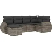 vidaXL Ensemble de salon de jardin 6 pièces avec coussins Gris Poly rotin