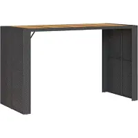 Syfax Table de bar de jardin et dessus en bois acacia résine tressée