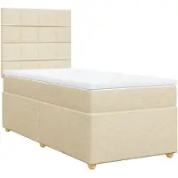 Syfax Sommier à lattes de lit avec matelas Crème 90x200 cm Tissu