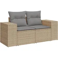 DKD Home Decor Canapé de jardin avec coussins 2 places Beige Poly Rattan