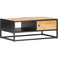 Prolenta Maison Exclusive - Table basse avec porte sculptée 90 x 55 x 36 cm, bois de manguier brut