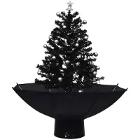 Syfax Arbre de Noël neigeux avec base de parapluie Noir 75 cm PVC