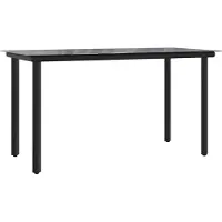 Syfax Table à dîner de jardin Noir 200x100x74cm Acier et verre trempé
