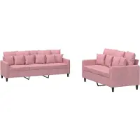 Syfax Ensemble de canapés 2 pcs avec coussins Rose Velours