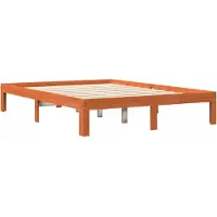 Syfax Cadre de lit sans matelas cire marron 135x190cm bois pin massif