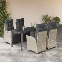 Prolenta Maison Exclusive - Ensemble à manger de jardin et coussins 5 pcs gris clair rotin