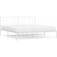 Syfax Cadre de lit métal sans matelas et tête de lit blanc 183x213 cm