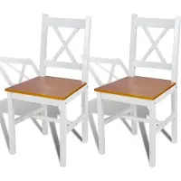 Syfax Chaises à manger lot de 2 blanc bois de pin