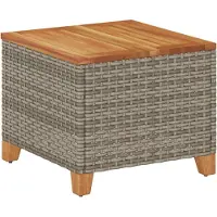 Syfax Table de jardin gris 45x45x37 cm résine tressée et bois acacia