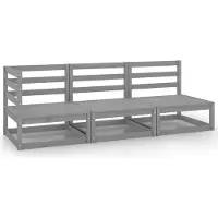 Syfax Salon de jardin 3 pcs gris bois de pin massif