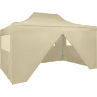 Syfax Tente pliable avec 4 parois latéraux 3 x 4,5 m Blanc crème