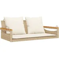 vidaXL Banc suspendu avec coussins Beige 109x62x40 cm Poly rotin