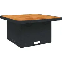 Syfax Table de jardin noir 80x80x71 cm résine tressée et bois acacia