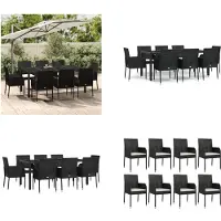 vidaXL 9 pcs. table de jardin avec coussins noir poly rotin - Garden dining group - Garden dining group - Dining group patio
