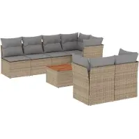 vidaXL Ensemble de jardin canapé 8 pièces avec coussins Beige Poly Rattan