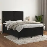 Prolenta Maison Exclusive - Sommier à lattes de lit avec matelas Noir 140x190 cm Velours