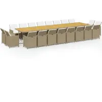 Syfax Ensemble à manger de jardin coussins 21 pcs résine tressée