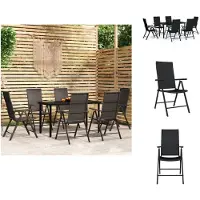 vidaXL Ensemble de jardin 7 pièces noir - Ensemble de meubles de jardin