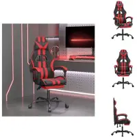 vidaXL Chaise de jeu avec repose-pieds Pivotant Noir & Rouge Similicuir - Fauteuil de jeu