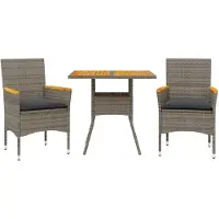 vidaXL Ensemble de jardin 3 pièces avec coussins Gris Poly rotin Acacia