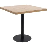 Syfax Table à manger bistro pour 2 personnes, plateau MDF grainé, pied et base en acier, marron clair et noir, 80x80x75 cm