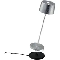 Zafferano Lampe De Table Led Rechargeable Et Dimmable Olivia Pro Silver Leaf