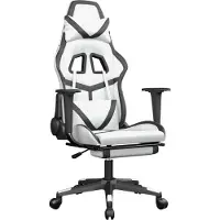 Syfax Chaise de jeu de massage avec repose-pied Blanc&Noir Similicuir