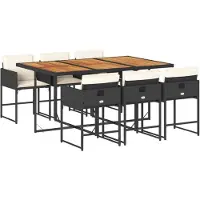vidaXL Ensemble de jardin 7 pièces avec coussins Noir Poly Rattan