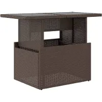 Syfax Table de jardin dessus en verre marron 100x55x73 cm poly rotin