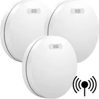 Aroha Link D￩tecteur de Fum￩e Interconnect￩ - Batterie de 10 Ans - Alarme Incendie Connect￩ - 3 pi￨ces