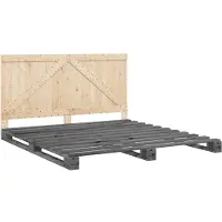 Syfax Cadre de lit sans matelas gris 200x200 cm bois massif de pin