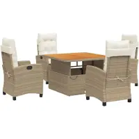 vidaXL Salon de jardin 5 pièces avec coussins Beige Poly Rattan