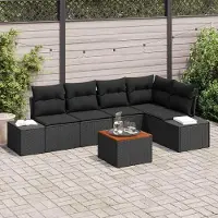 Prolenta Maison Exclusive - Ensemble de canapé de jardin, 6 places, en résine tressée noire