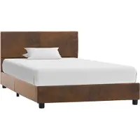 Syfax Cadre de lit sans matelas marron similicuir daim 90x200 cm