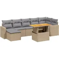 vidaXL Ensemble de jardin canapé 8 pièces avec coussins Beige Poly Rattan