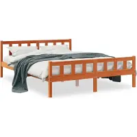 Prolenta Maison Exclusive - Lit en bois massif sans matelas, brun ciré, 150 x 200 cm, bois de pin