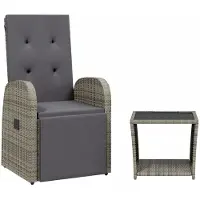 vidaXL Ensemble de jardin 2 pièces avec coussins Gris Poly rotin