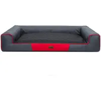 HOBBYDOG Lit pour animaux Victoria, gris avec noir, 100x66x17 cm (XL), lavable, pour chiens & chats, robuste, résistant aux griffes & aux morsures, résistant à l'humidité