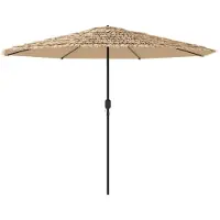 Syfax Parasol de jardin avec LED et mât en acier marron 324x324x247cm