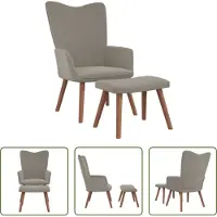 The Living Store Fauteuil relax avec pouf gris clair velours