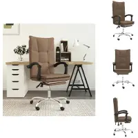 vidaXL Chaise de bureau avec fonction chaise longue Marron Tissu - Chaises de bureau