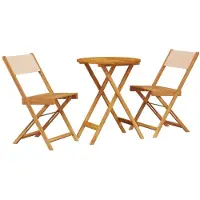 vidaXL Ensemble Bistro 3 pièces Beige Tissu et bois massif