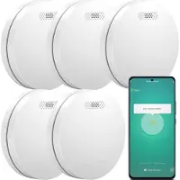 Aroha Smart Connect Détecteur de Fumée Connecté - Batterie de 10 Ans - Alarme Incendie WiFi Avec Smart Life & Tuya - 5 pièces