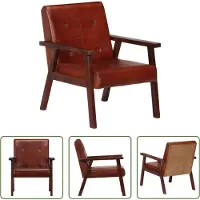 The Living Store fauteuil en cuir véritable marron