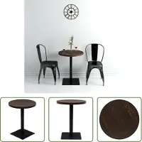 The Living Store Table de bistrot MDF et acier ronde 60×75 cm Frêne foncé