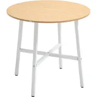 UnboxG Table salle à manger 80x80x76cm - Pour 4 pers., acier + bois naturel, design moderne, cuisine/salle à manger