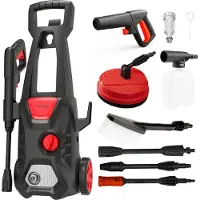 Lehmann Jukon Nettoyeur haute pression 1600 W, 200 bars, flexible haute pression pompe à eau, mousseur, lavage sans contact, turbo buse rotative