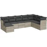 vidaXL Ensemble de jardin canapé 8 pièces avec coussins gris clair Poly rotin